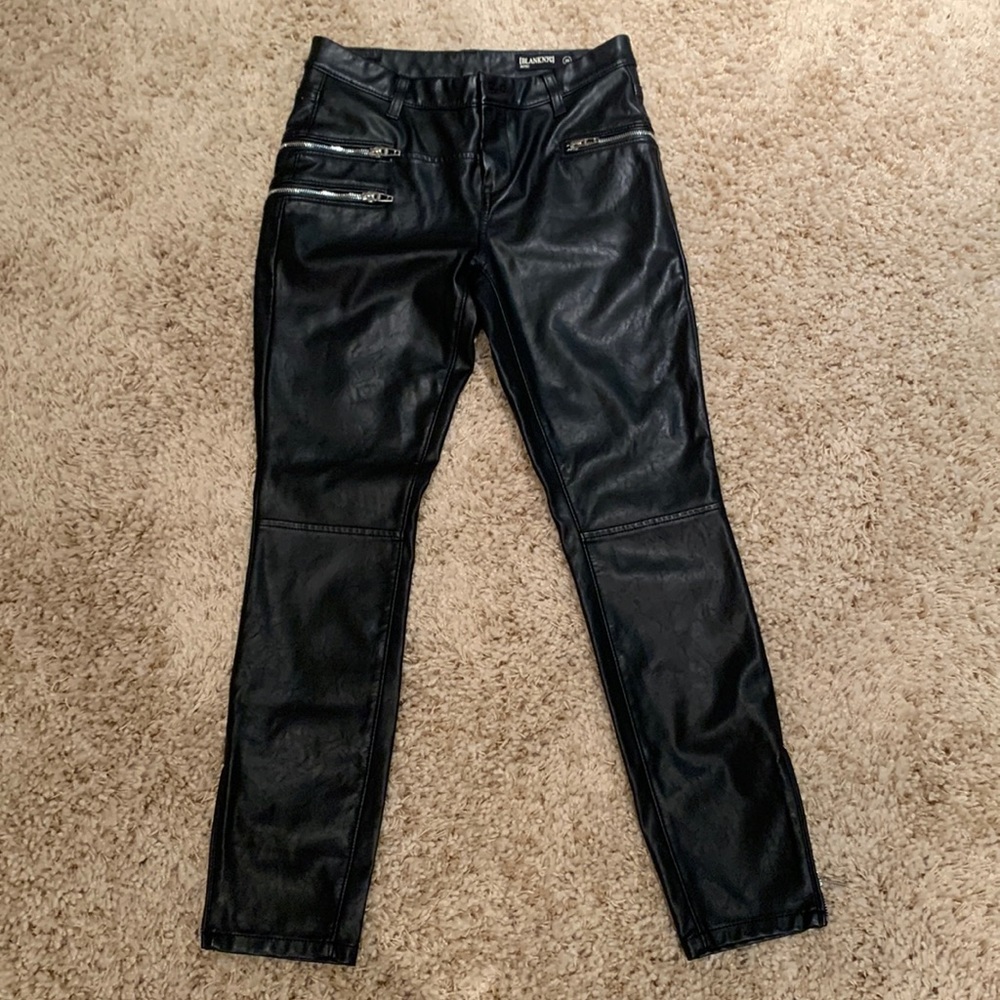BLANK NYC Zippered Black Leather Pants